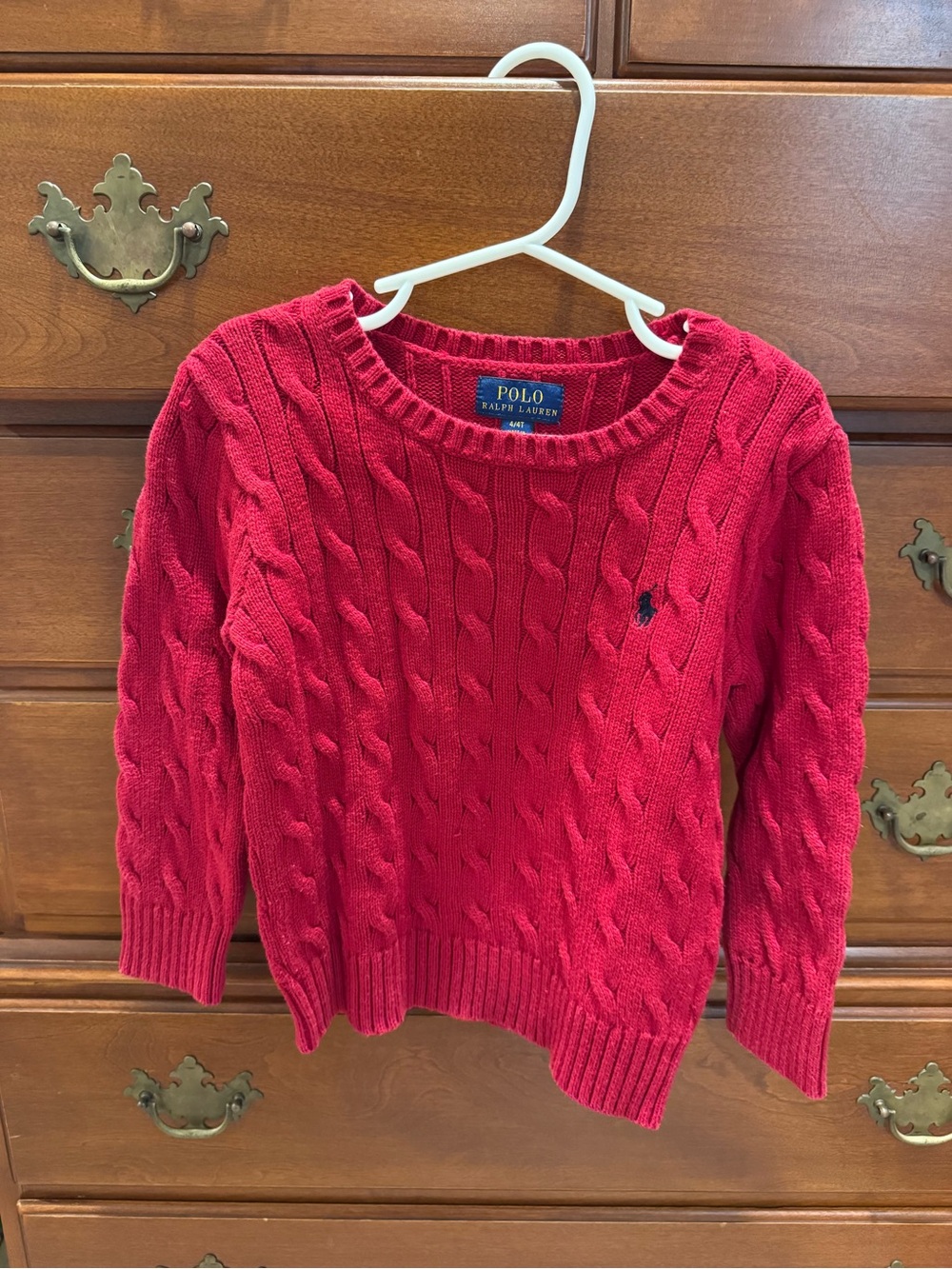 Polo by Ralph Lauren Red Cable-Knit Crewneck Sweater size 4T